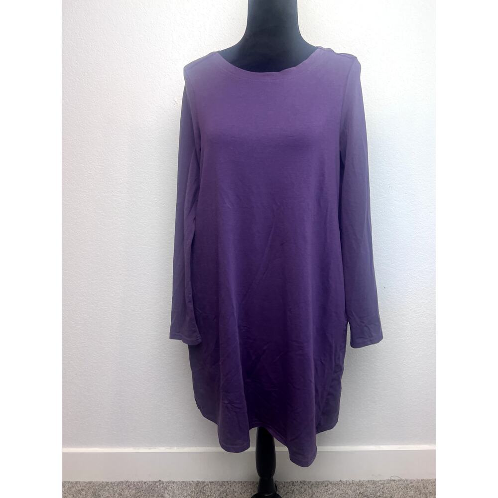 PACT Organic Cotton Long Sleeve Purple Dress with Pockets